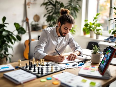 Professional engaging in brain training activities