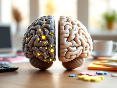 Brain model showing cognitive and emotional intelligence areas